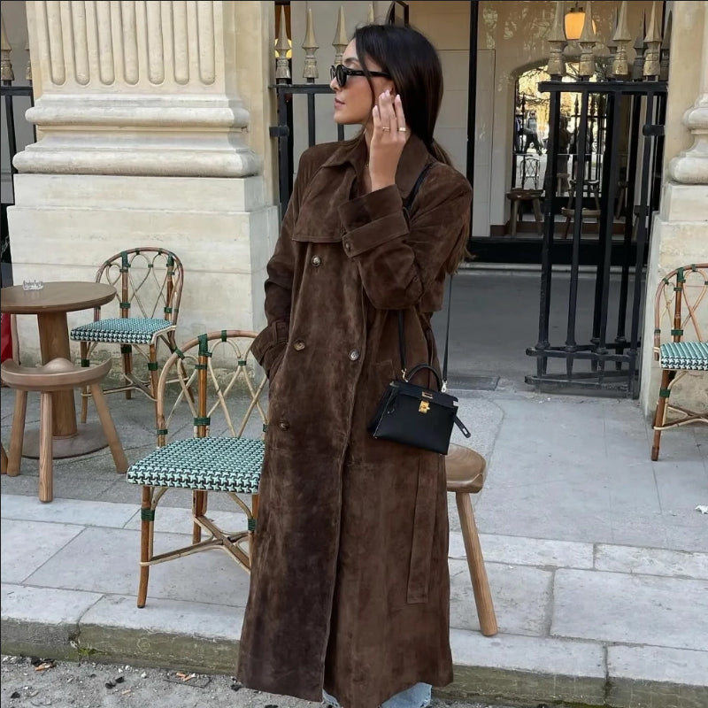 ✈️Kostenloser Versand: Warmer und bequemer langer Mantel mit Taillenbindung für Damen