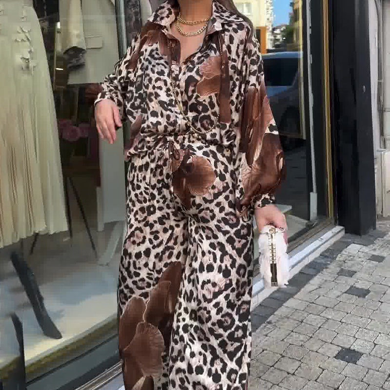 🔥Especiales otoño/invierno🔥Top estampado y pantalón ancho de mujer