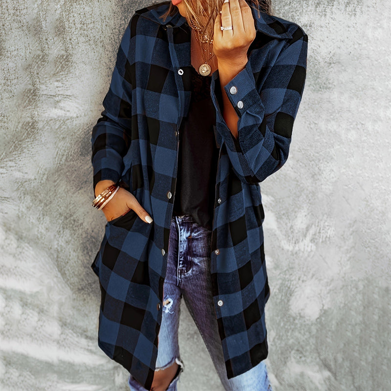Chaqueta de camisa Longline cardada para mujeres