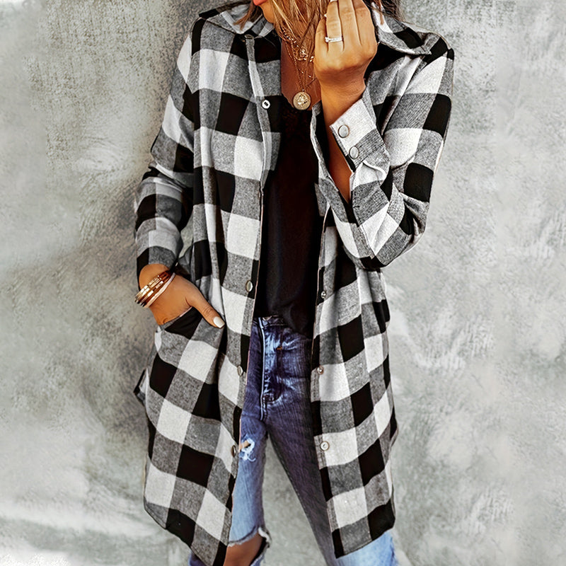 Chaqueta de camisa Longline cardada para mujeres