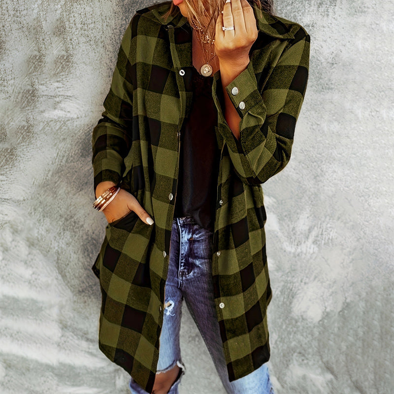 Chaqueta de camisa Longline cardada para mujeres