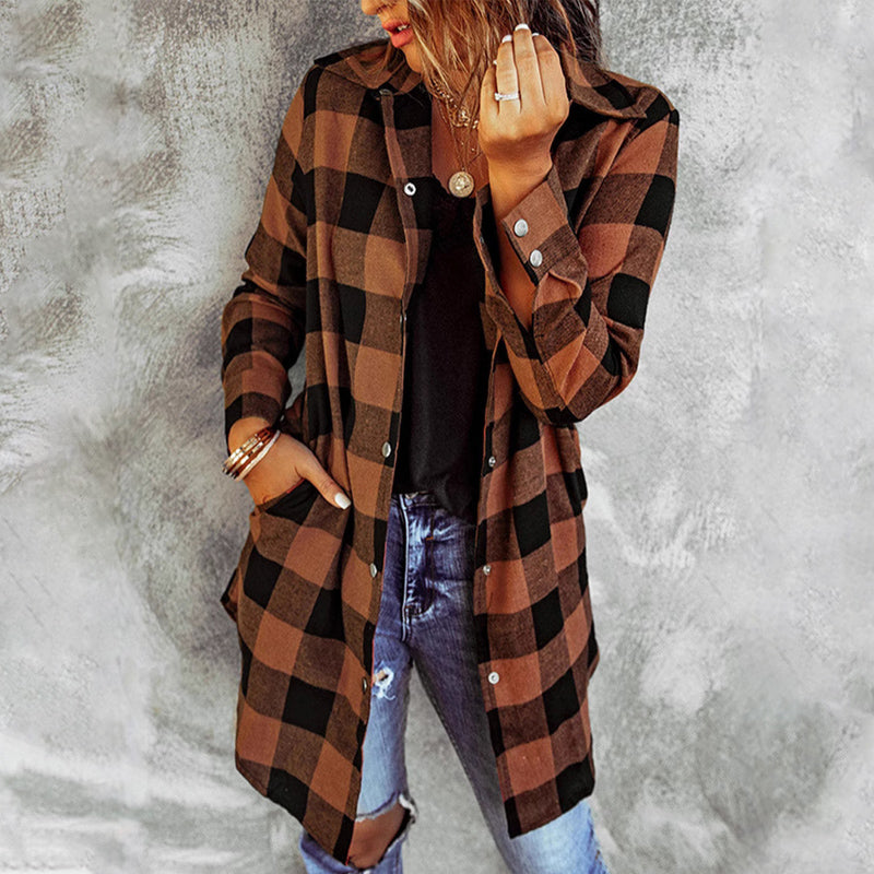 Chaqueta de camisa Longline cardada para mujeres