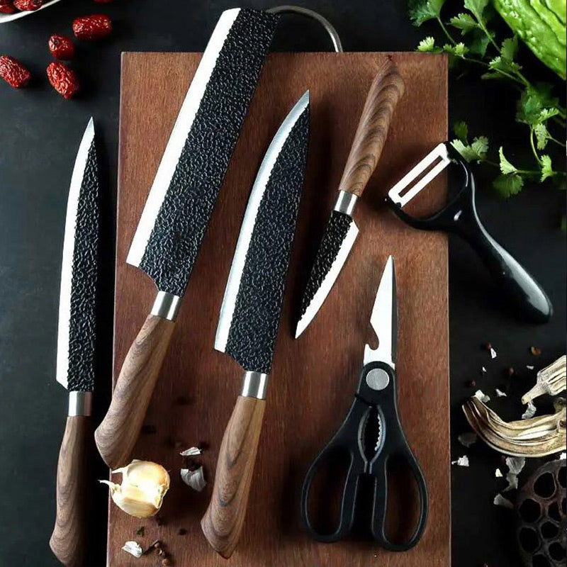 Juego de cuchillos de cocina profesional hecho de acero inoxidable