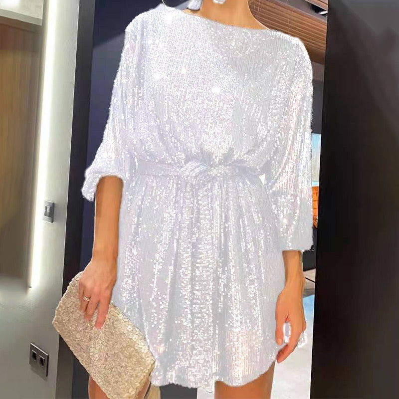 🎄Recién llegados atractivos✨Minivestido de lentejuelas con cordones