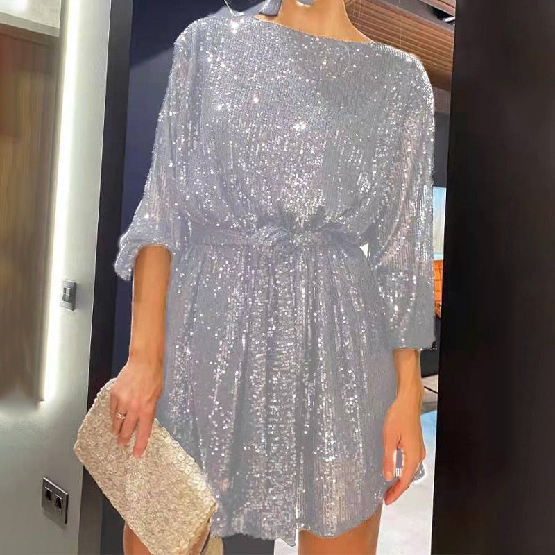 🎄Recién llegados atractivos✨Minivestido de lentejuelas con cordones