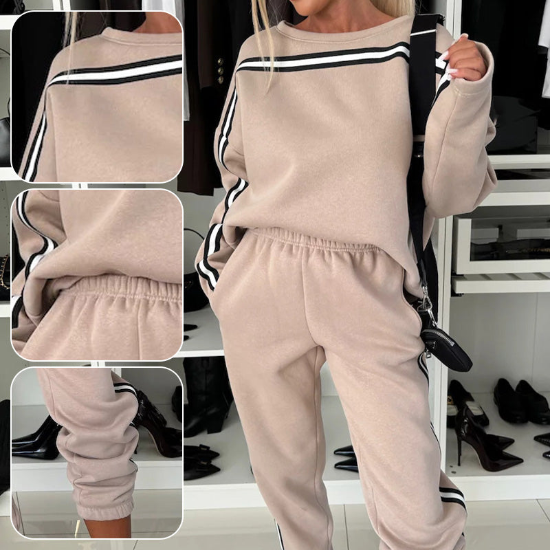 Frauen gestreifte Tops & Hosen 2-teiliger Set