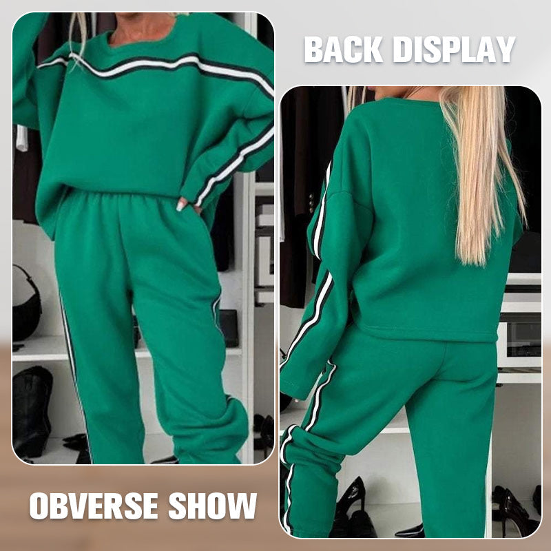 Frauen gestreifte Tops & Hosen 2-teiliger Set