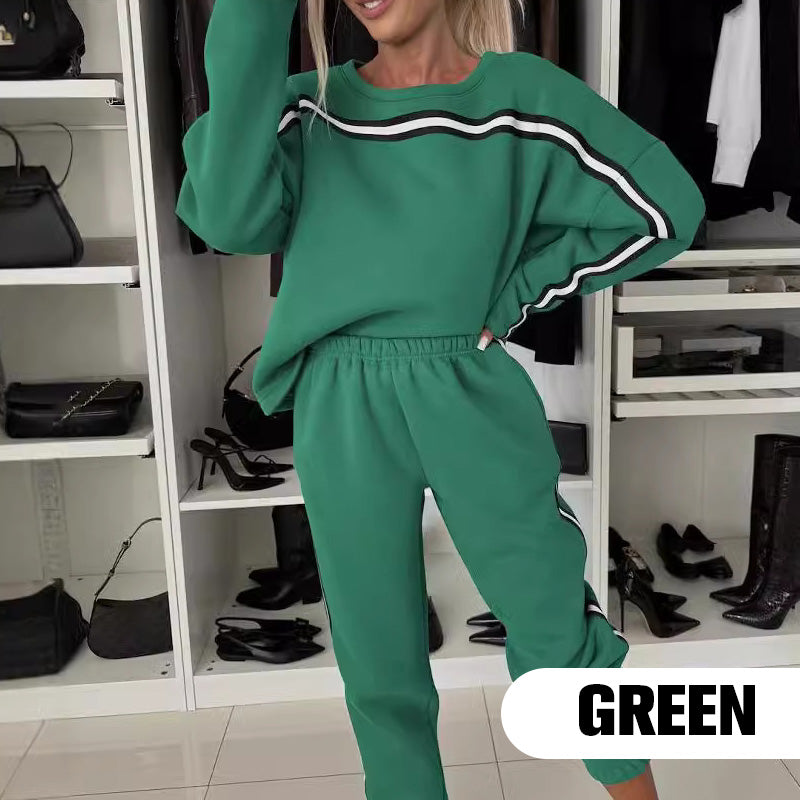 Frauen gestreifte Tops & Hosen 2-teiliger Set