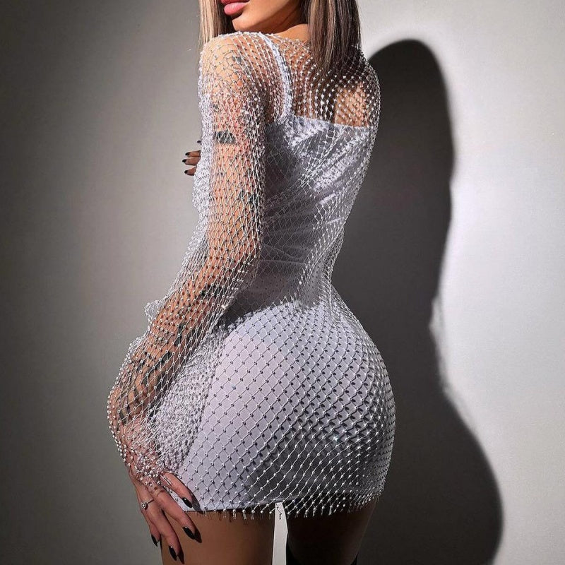 Damenkleid mit Strass und durchsichtigem Überwurf