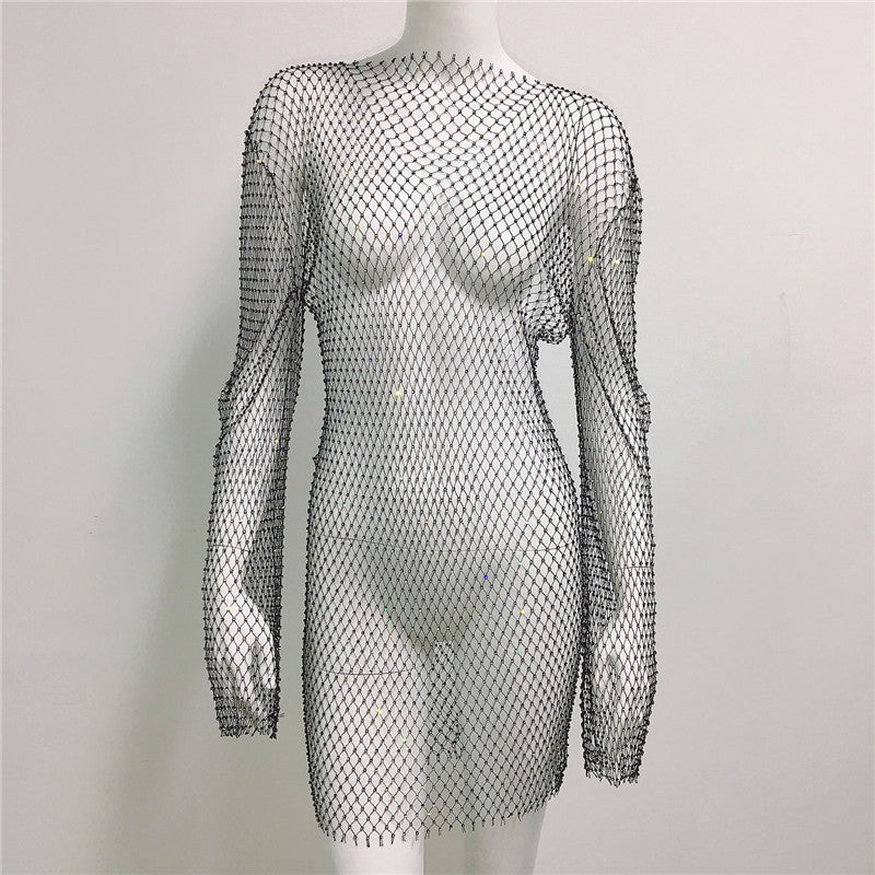 Damenkleid mit Strass und durchsichtigem Überwurf