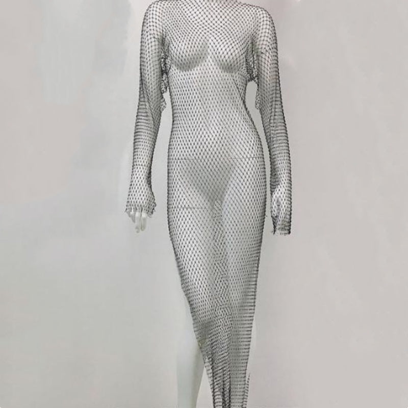 Damenkleid mit Strass und durchsichtigem Überwurf