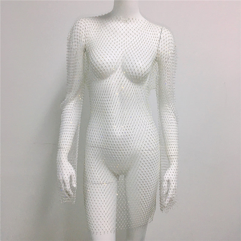 Damenkleid mit Strass und durchsichtigem Überwurf