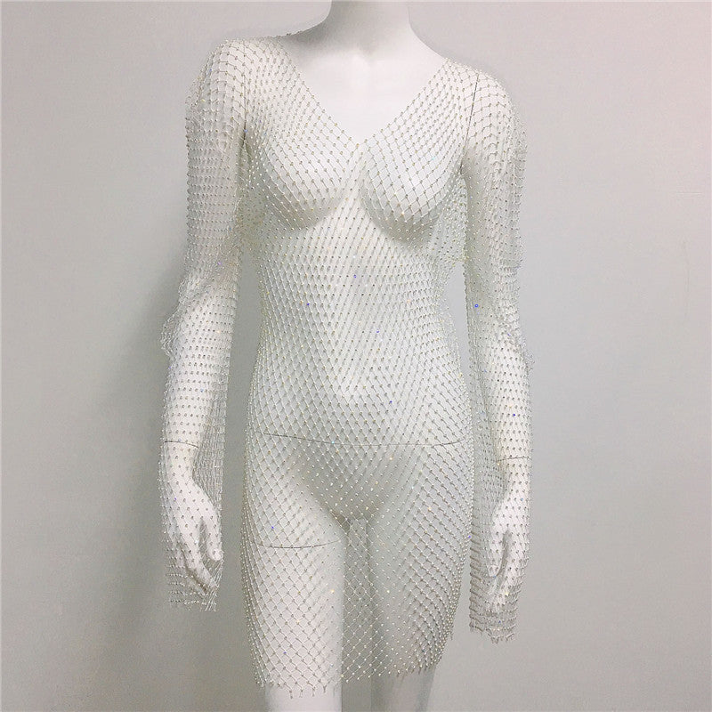 Damenkleid mit Strass und durchsichtigem Überwurf