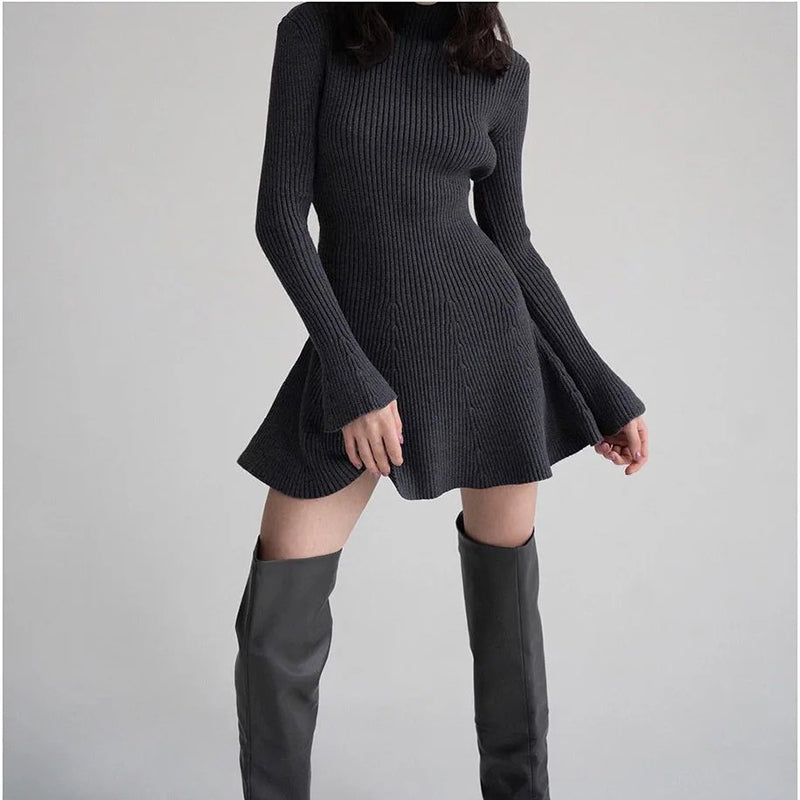 Mini vestido de línea A para mujeres de costilla