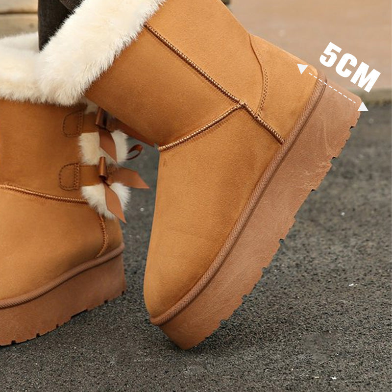 🎀Weihnachts-Specials🎁Klassische Plateau-Schneestiefel für Frauen mit Plüsch-Schleife📦Freie Lieferung📦