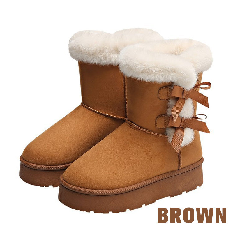 🎀Weihnachts-Specials🎁Klassische Plateau-Schneestiefel für Frauen mit Plüsch-Schleife📦Freie Lieferung📦
