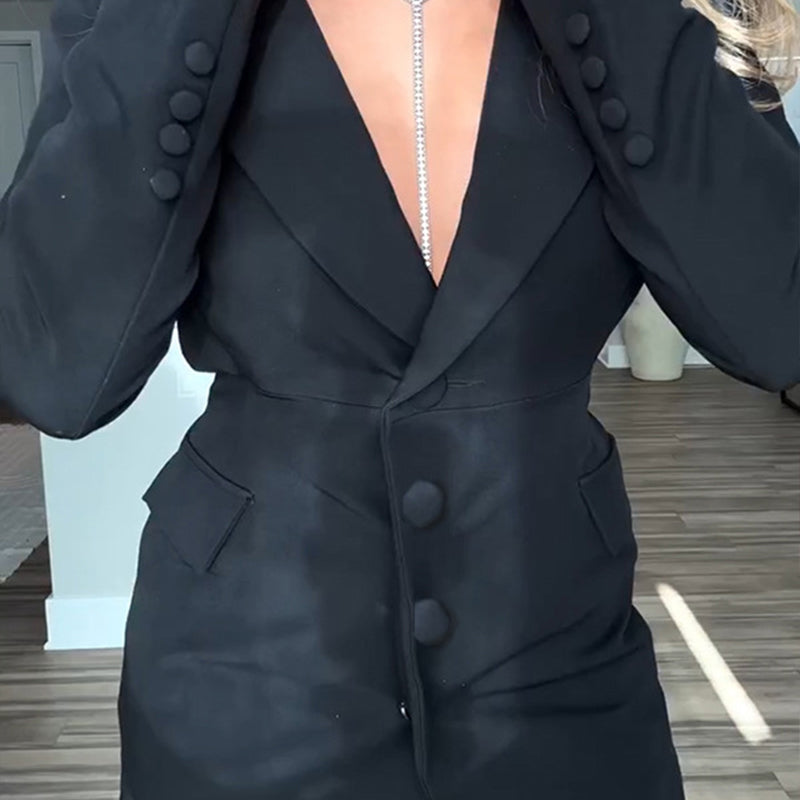 Set de 2 partes para mujeres: Blazer y pantalones de malla transparente
