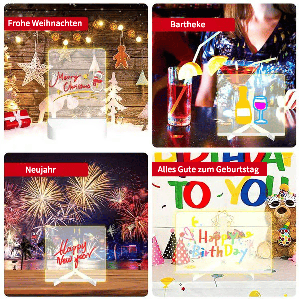 🎄Weihnachtsaktion 🎁Kreatives wiederbeschreibbares Acryl-LED-Nachrichtenschild