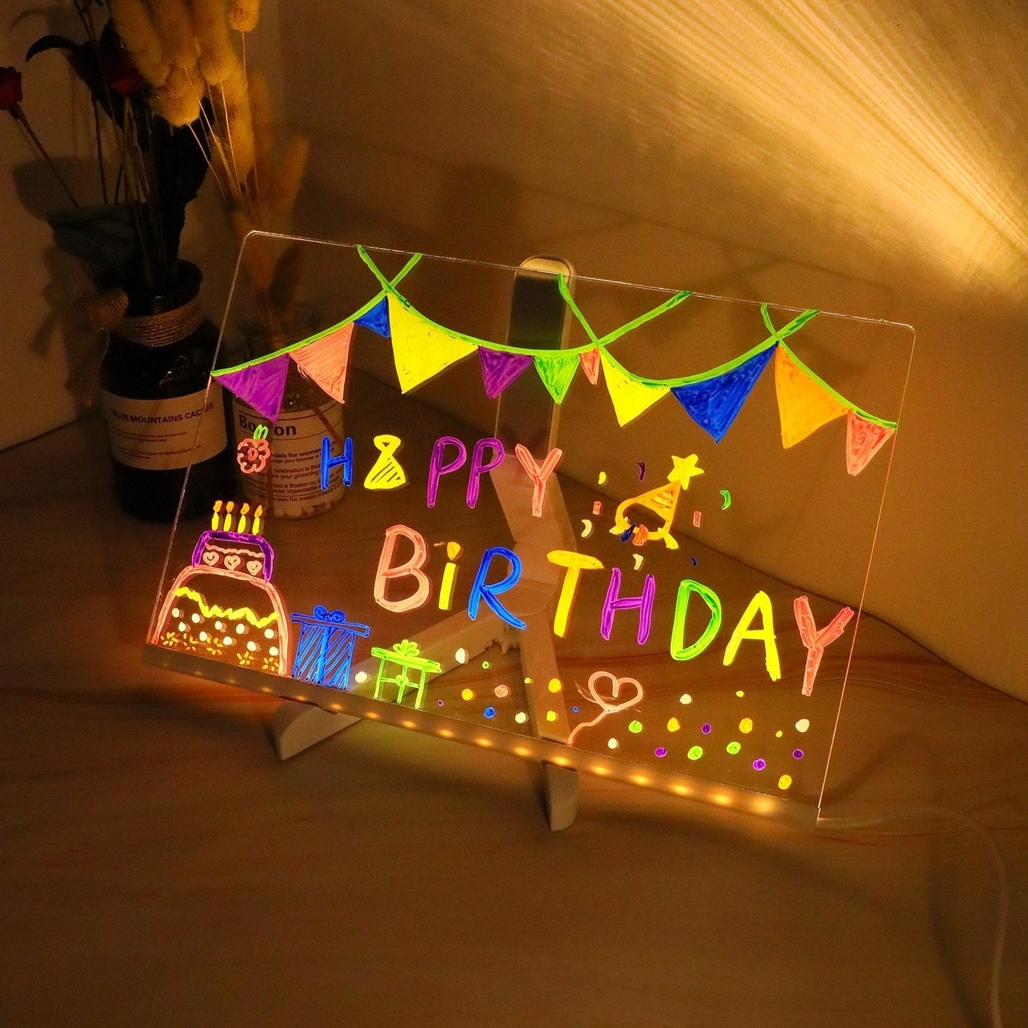 🎄Weihnachtsaktion 🎁Kreatives wiederbeschreibbares Acryl-LED-Nachrichtenschild