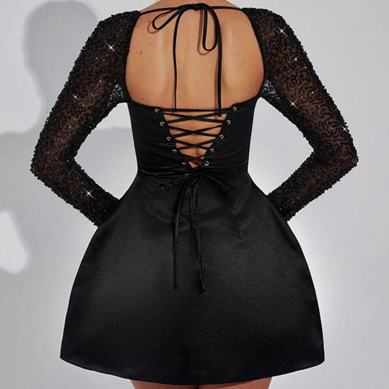 Elegante vestido sin espalda con lentejuelas para mujeres