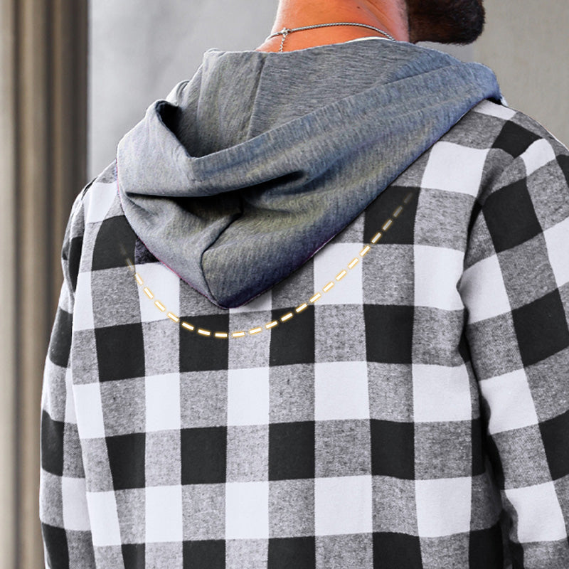 š„Oferta de aƱo nuevoš„Camisa de franela a cuadros versĆ”til con capucha para hombre