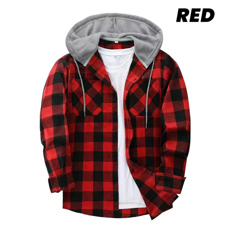 š„Oferta de aƱo nuevoš„Camisa de franela a cuadros versĆ”til con capucha para hombre