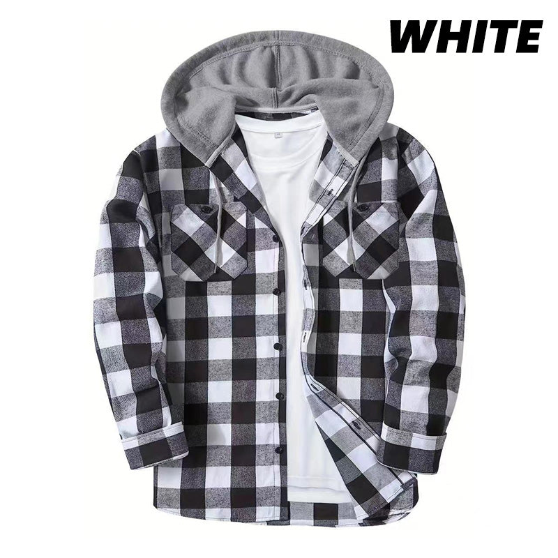 š„Oferta de aƱo nuevoš„Camisa de franela a cuadros versĆ”til con capucha para hombre