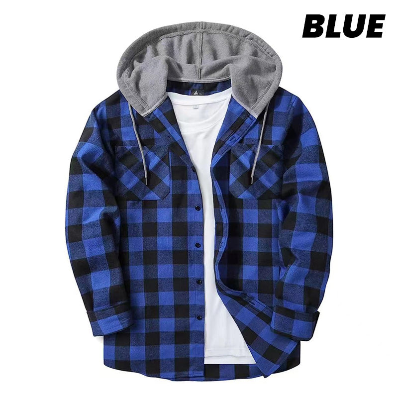 š„Oferta de aƱo nuevoš„Camisa de franela a cuadros versĆ”til con capucha para hombre