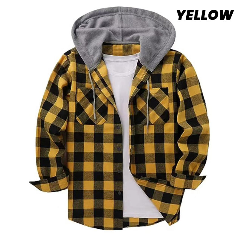 š„Oferta de aƱo nuevoš„Camisa de franela a cuadros versĆ”til con capucha para hombre
