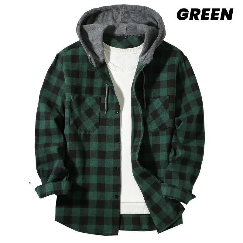 š„Oferta de aƱo nuevoš„Camisa de franela a cuadros versĆ”til con capucha para hombre