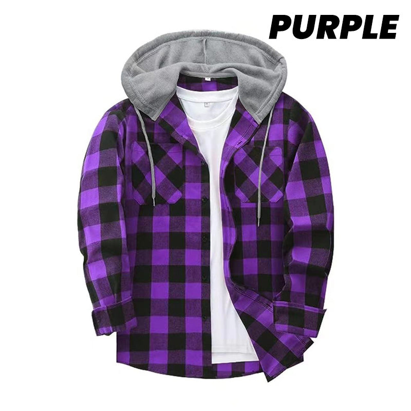 š„Oferta de aƱo nuevoš„Camisa de franela a cuadros versĆ”til con capucha para hombre