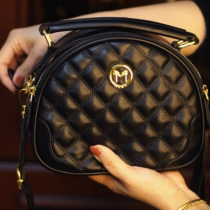 Bolsa cruzada de mujeres con mango y patrón de diamantes
