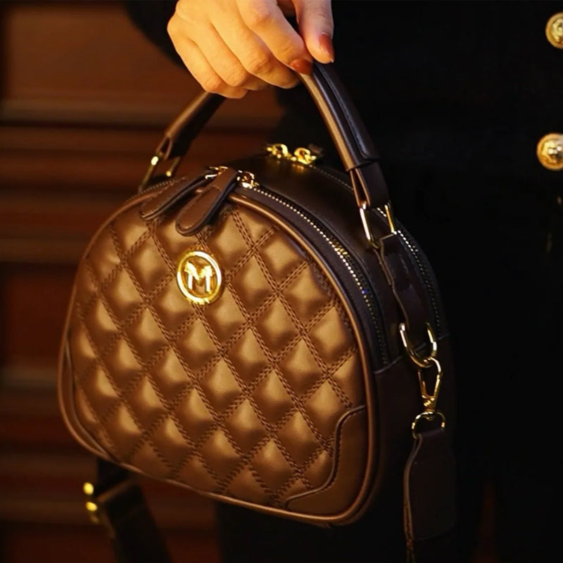 Bolsa cruzada de mujeres con mango y patrón de diamantes