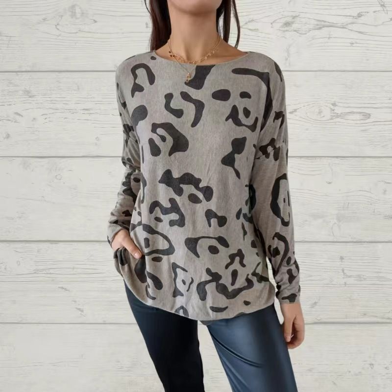 Camiseta de manga larga con patrones de animales italianos para mujeres