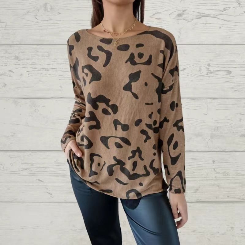 Camiseta de manga larga con patrones de animales italianos para mujeres