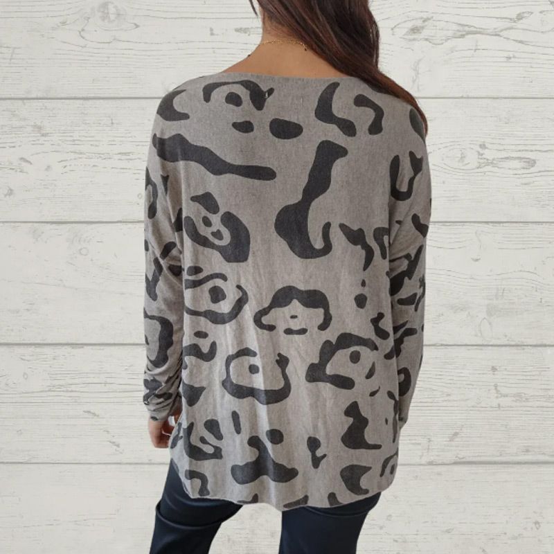 Camiseta de manga larga con patrones de animales italianos para mujeres