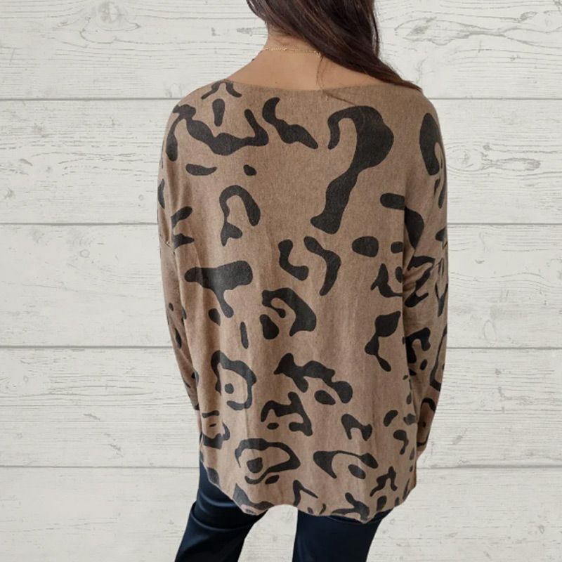 Camiseta de manga larga con patrones de animales italianos para mujeres