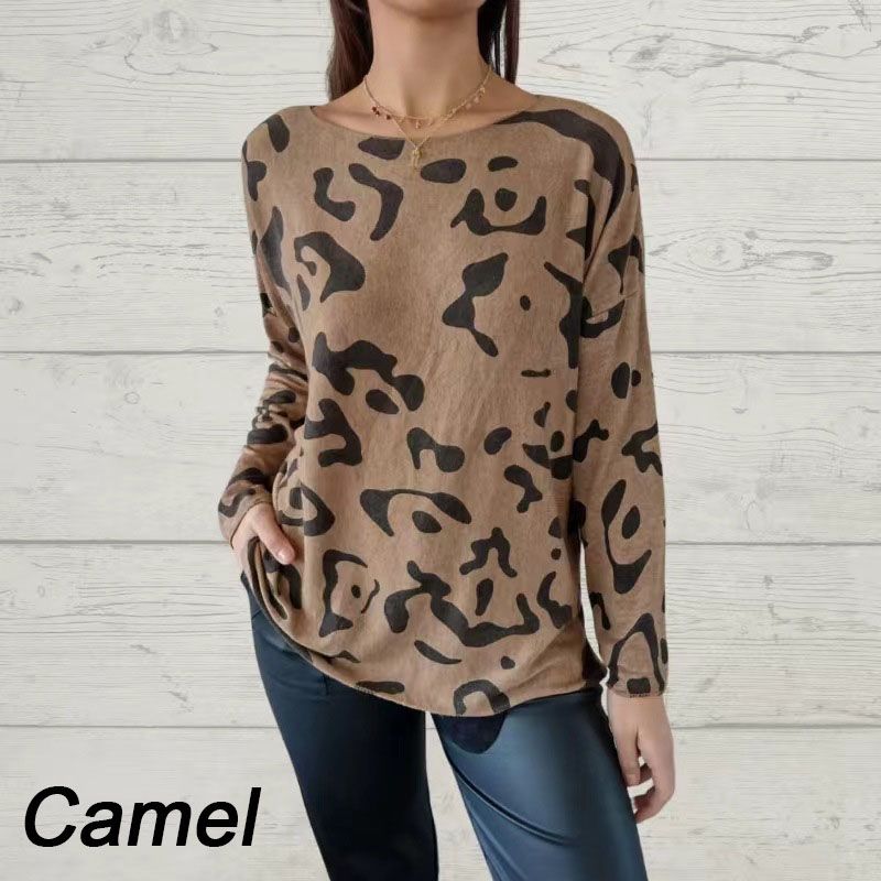 Camiseta de manga larga con patrones de animales italianos para mujeres