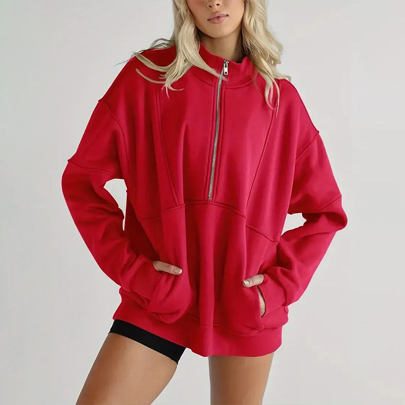 🔥OFERTA CALIENTE 49% - Top informal con media cremallera y solapa para mujer