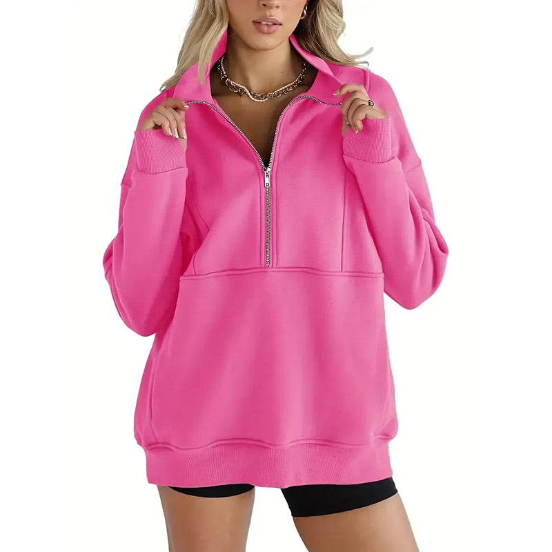 🔥OFERTA CALIENTE 49% - Top informal con media cremallera y solapa para mujer