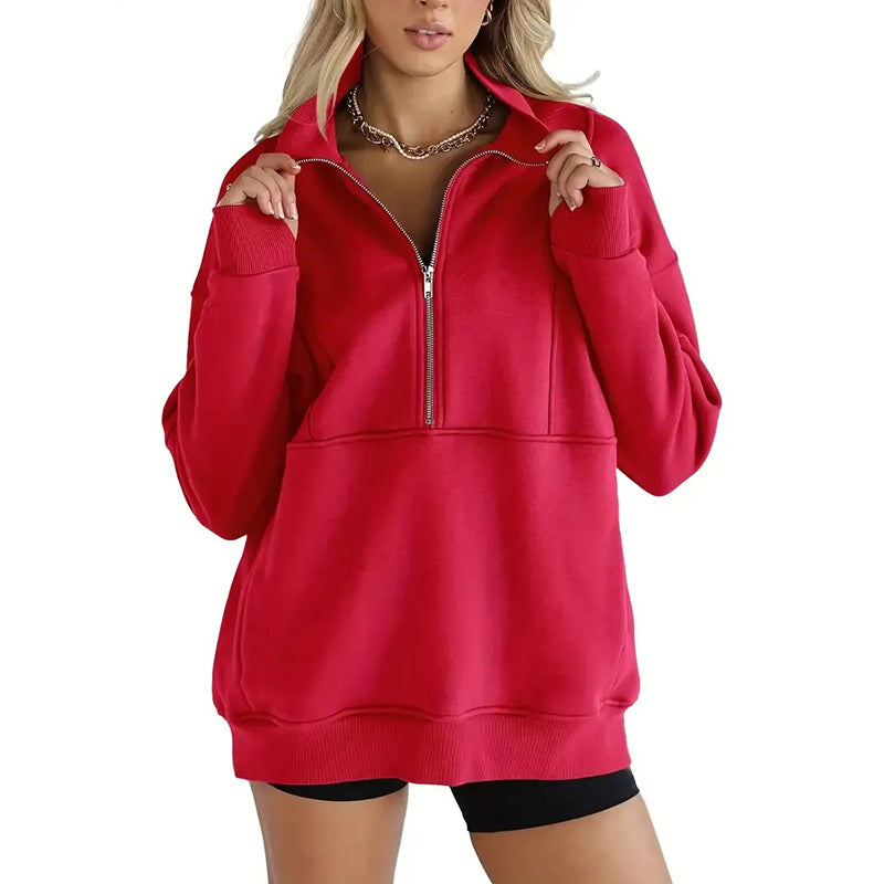 🔥OFERTA CALIENTE 49% - Top informal con media cremallera y solapa para mujer