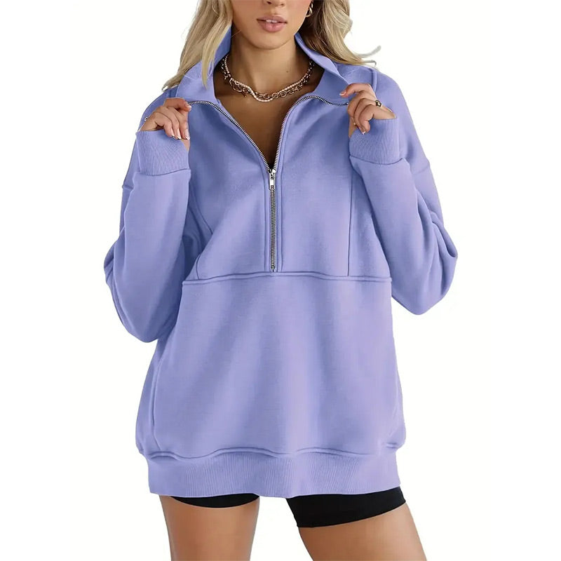 🔥OFERTA CALIENTE 49% - Top informal con media cremallera y solapa para mujer