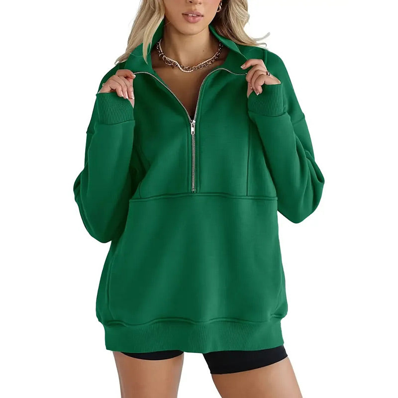 🔥OFERTA CALIENTE 49% - Top informal con media cremallera y solapa para mujer