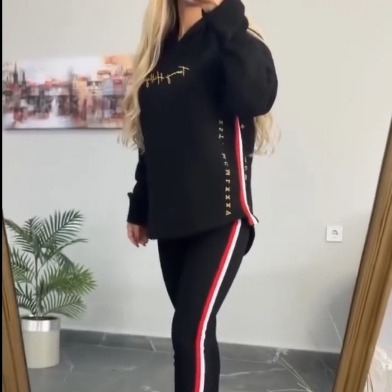 ❤️Räumungsverkauf Damen Hoodie und gestreifte Hose 2-teiliges Set