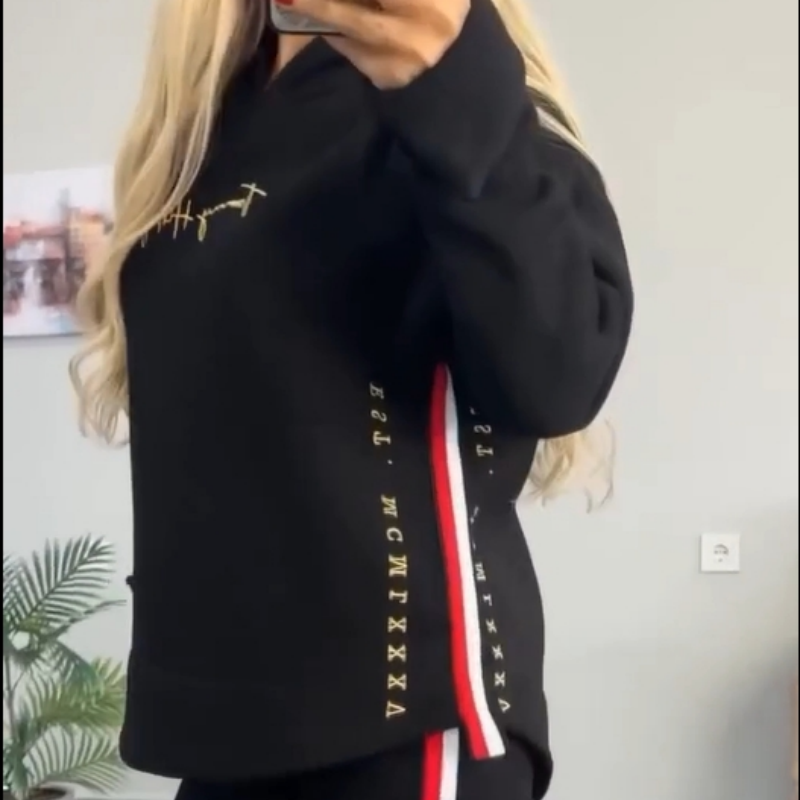❤️Räumungsverkauf Damen Hoodie und gestreifte Hose 2-teiliges Set