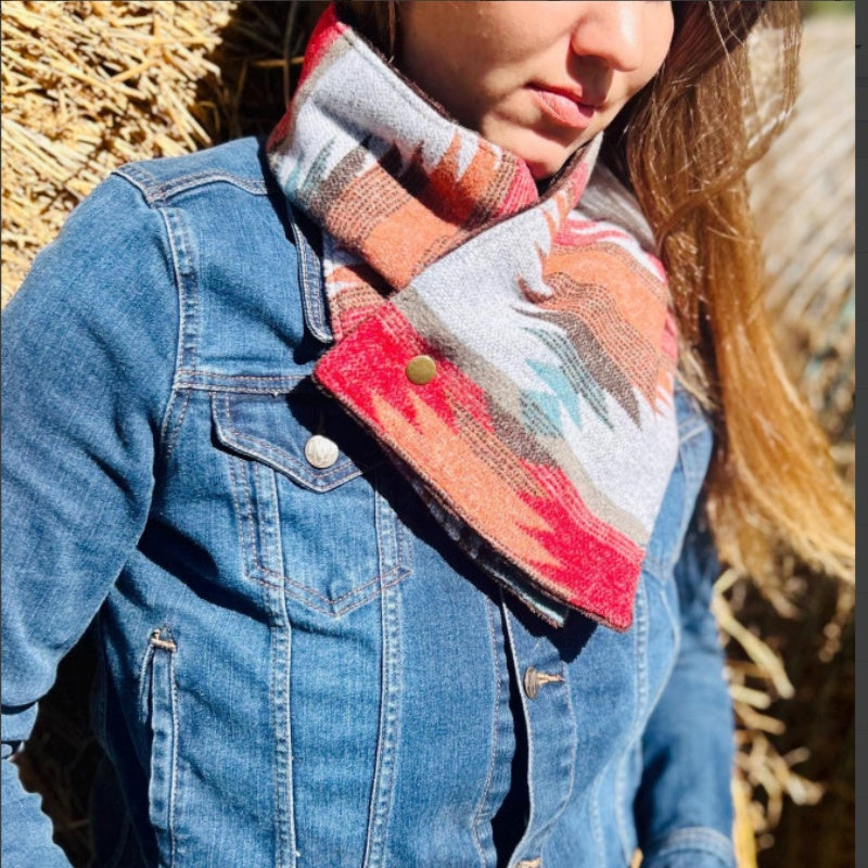 Bedruckter Damen-Schlauchschal mit Knopf