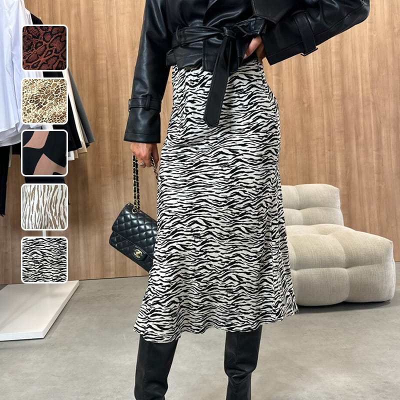 Falda casual impresa de leopardo para mujeres