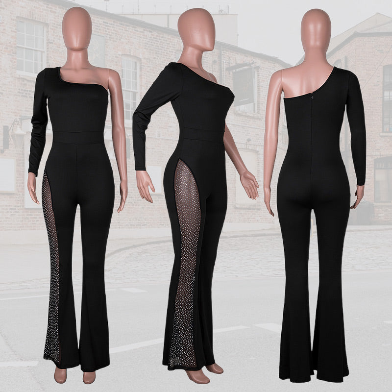 Sexy Trägerloser Bodycon-Overall mit Strasssteinen