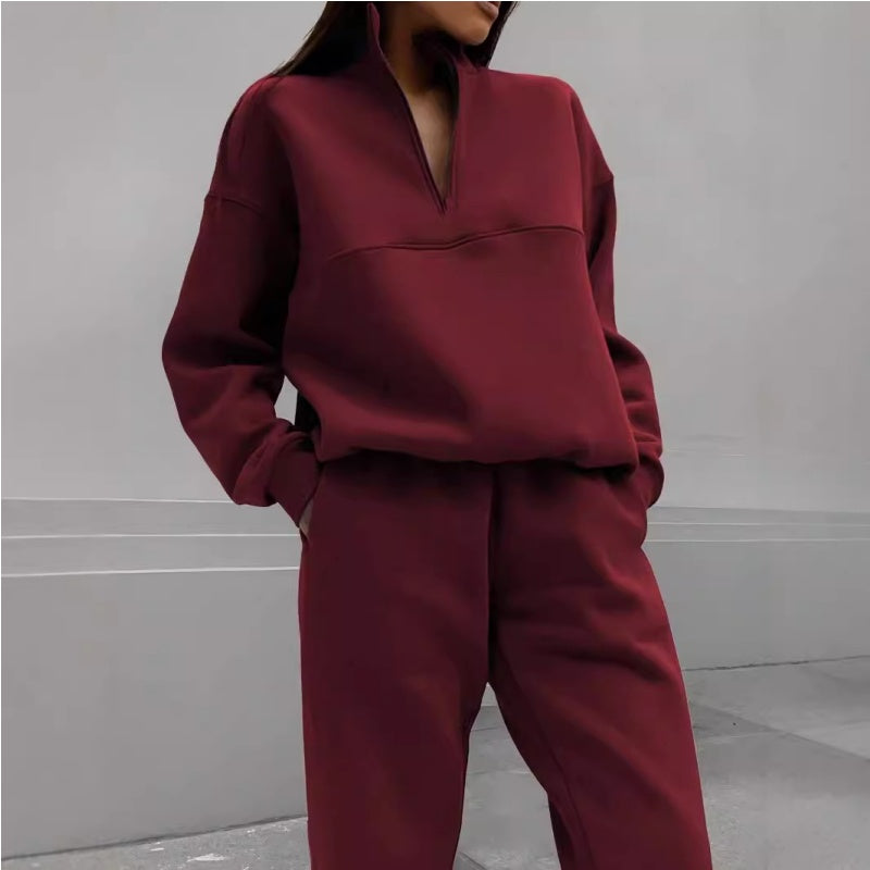 Sudadera femenina con pantalones de martillo y pantalones de jogging set de 2 partes