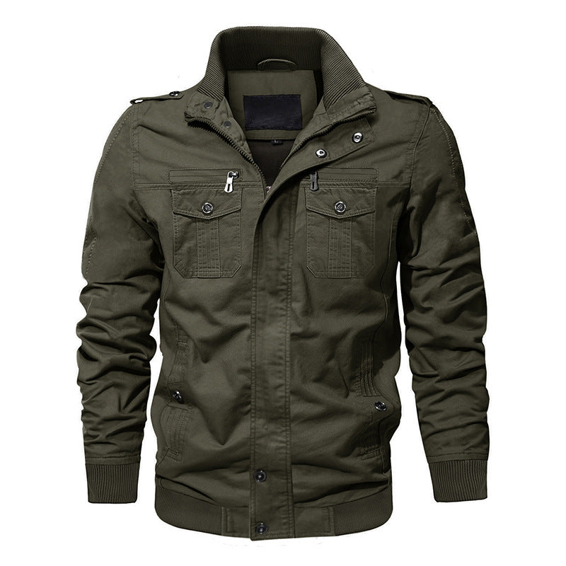 Herren Militärjacke mit Stehkragen und Reißverschluss